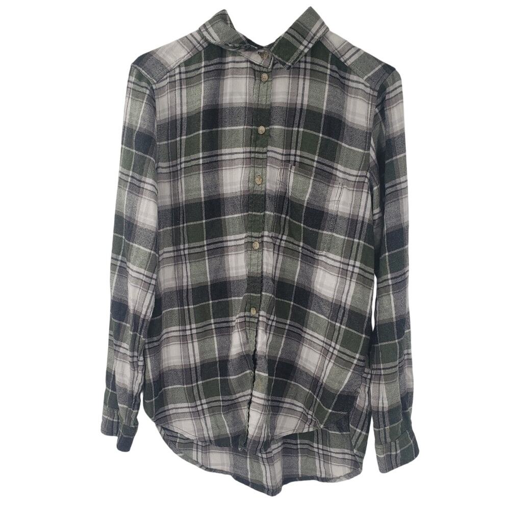 AMERICAN EAGLE Long Sleeve Plaid Button Down Top Womens Size Small S